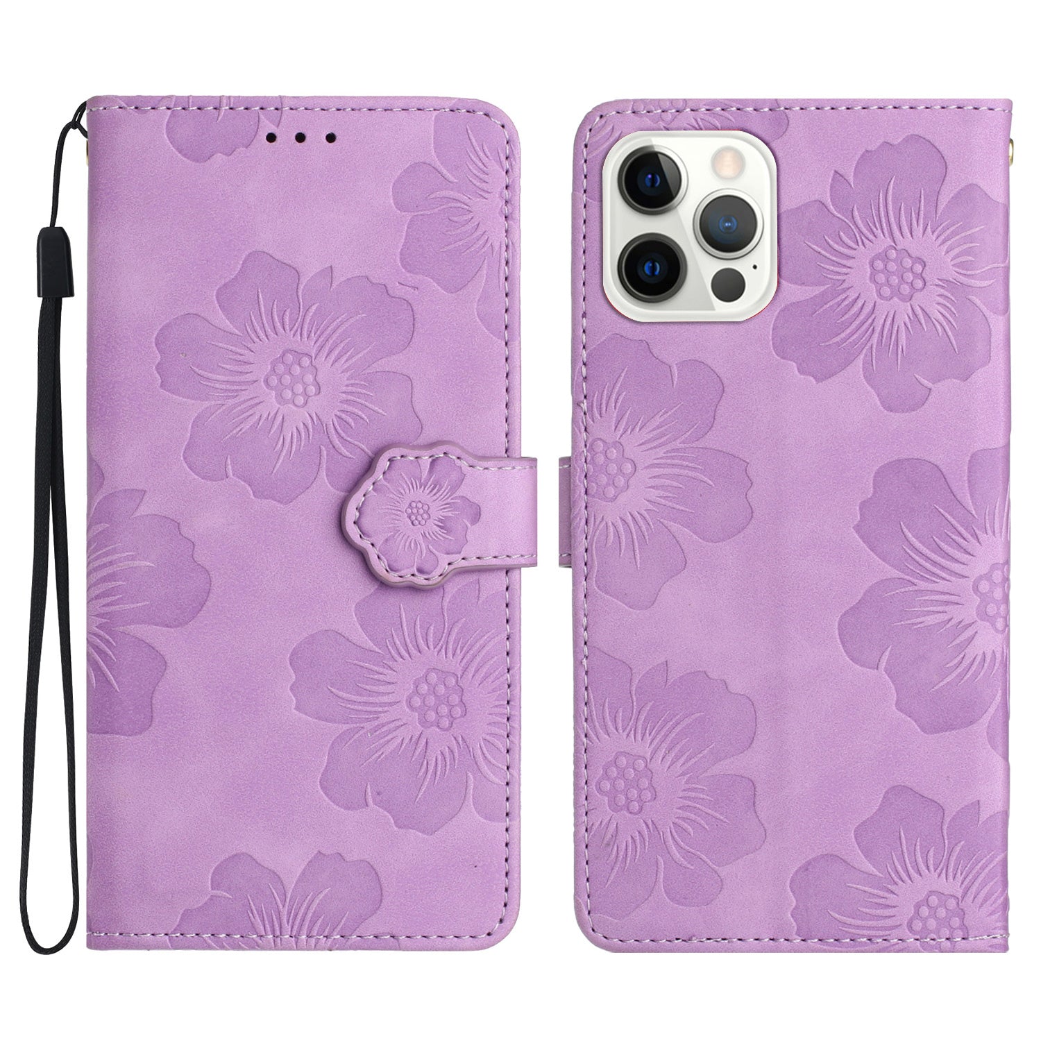 For iPhone 12 Pro Max 6.7 inch Flowers Imprint Phone Case PU Leather Wallet Cover with Stand For iPhone 12 Pro Max 6.7 inch Flowers Imprint Phone Case PU Leather Wallet Cover with Stand